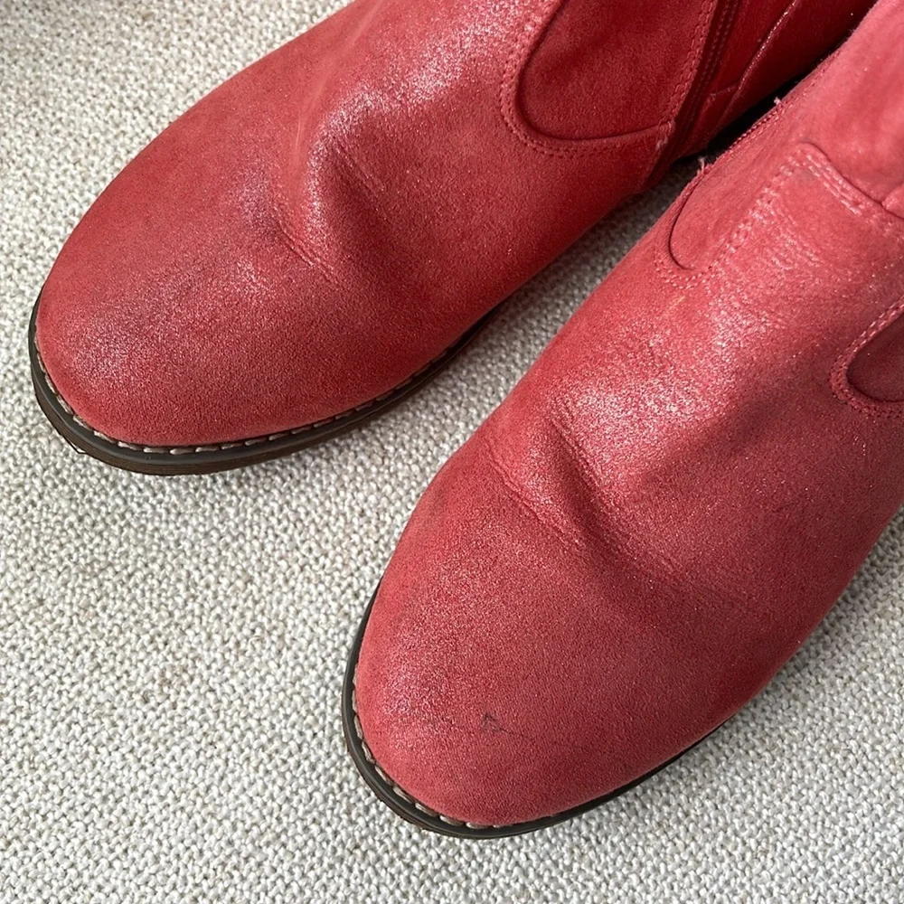 Hanna Andersson Karinne Girl's Glitter Riding Boot Fashion size 4 red/orange